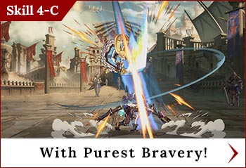 
	<span class='skilltitle'>With Purest Bravery!</span>
	<br>
	Performs a midair slash attack during Noble Strategy.
	<br>
	This skill must be blocked standing, so use it to catch crouching foes off guard!
	