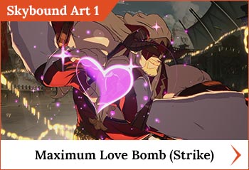 
	<span class='skilltitle'>Maximum Love Bomb (Strike)</span>
	<br>
	Performs a powerful lariat attack followed by a dropkick attack upon connecting.  Ladiva gains temporary invincibility during startup.
	<br>
	This skill's long reach and invincibility makes it ideal for intercepting projectiles.
	