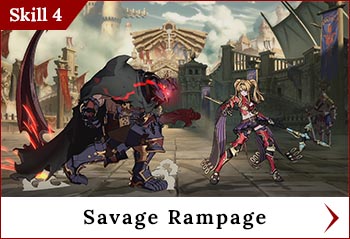 
	<span class='skilltitle'>Savage Rampage</span>
	<br>
	Goes into a savage stance. While in this stance, Vaseraga can use a variety of unique follow-up attacks or Great Scythe Grynoth.
	<br>
	<img src='../images/psbuttons/triangle.png'> : Takes a step back.
	<br>
	<img src='../images/psbuttons/circle.png'> : Immediately begins marching forward.
	