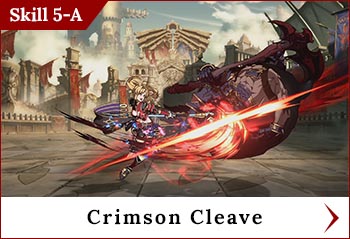 
	<span class='skilltitle'>Crimson Cleave</span>
	<br>
	Follows up Rhapsody with a horizontal cleave attack.  It has a decent reach and can be a handy skill to keep the foe at arm's length.
	